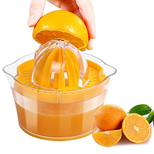 HouseHoo Lemon Squeezer Orange Juicer Manual Hand Lemon Juicer, Squeezer Anti-Slip Citrus Juicer Reamer Rotation Manual Juicer Press with Strainer and Container, Kitchen Juicer Tool