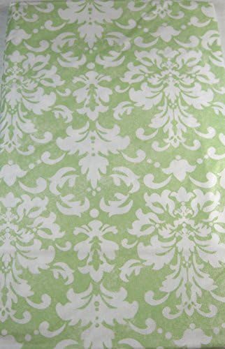 Fleur De Lis Flannel Back Vinyl Tablecloths Pastel Green &amp; White Assorted Sizes (52 x 102 Oblong)