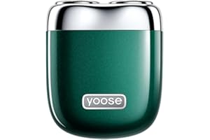yoose Mini Electric Shaver, Alloy Portable Travel Shavers, Cordless Shaving, USB-C Rechargeable Electric Razor for Men, Dry Shave, IPX7 Waterproof, Detachable Head, Easy Cleaning, Green