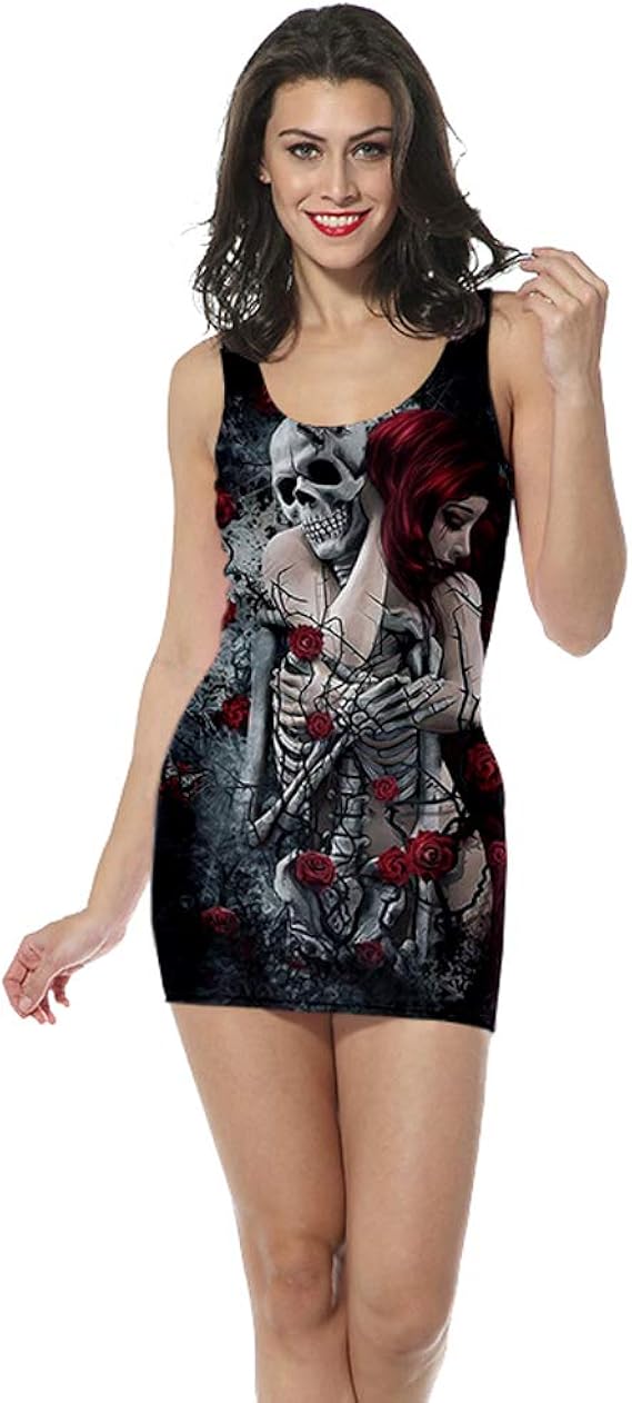 PLstar Cosmos Ahegao Damen Sexy Bodycon Etuikleid Partykleider Club