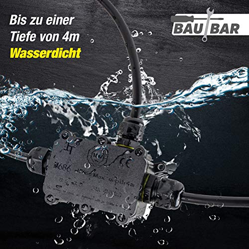 BAUBAR IP68 Abzweigdose (3-Fach) | wasserdichter Kabelverbinder für Kabel mit Ø 4-12mm | TÜV-Zertifizierung | schwarz… – Bild 5