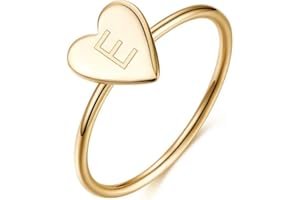Memorjew 925 Sterling Silver Rings for Girls Women, Dainty Initial Heart Ring Stacking Ring for Women Girls Jewelry Gifts
