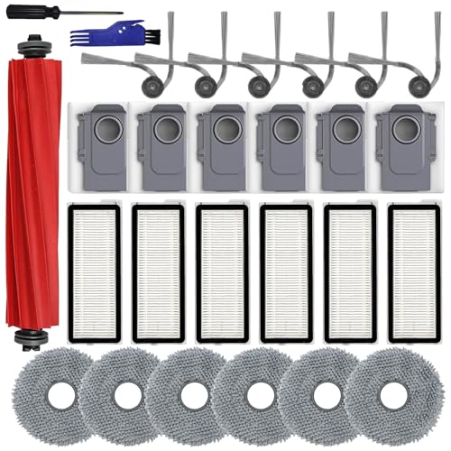 QV 35A Accessories for Roborock QV35A / QV 35S / QR 598 / QR 798 Robot Vacuum Cleaners, 1 Main Brushes, 6 Pads, 6 HEPA Filters, 6 Side Brushes, 6 Dust Bags, 2 Cleaning Tools
