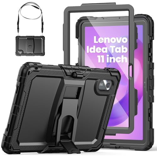 SEYMAC Case for Lenovo Idea Tab 11 Inch 2025 / Lenovo Tab M11 2024/ K11 Gen 2 11 Inch with Screen Protector, Folding Stand, Shoulder Strap and Pen Holder, Black
