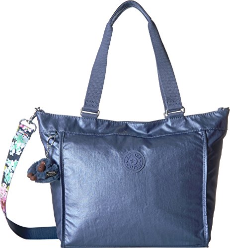 Kipling New Shopper Small Metallic Tote with a Floral Printed Strap, Mtlcsubdvb