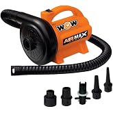 WOW Sports 120V AC Electric Pump - 600 L/min Air Inflator - 5 Adapters | A 120V AC air pump for towables, pool floats, and air mattresses. 600 L/min; adapters for Boston, pinch, and standard valves.