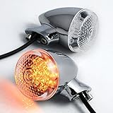 2x Chrome 20 Amber LED Turn Signal Blinker Light Lighting For Motorcycle Cruiser Chopper Honda Shadow Yamaha V Star