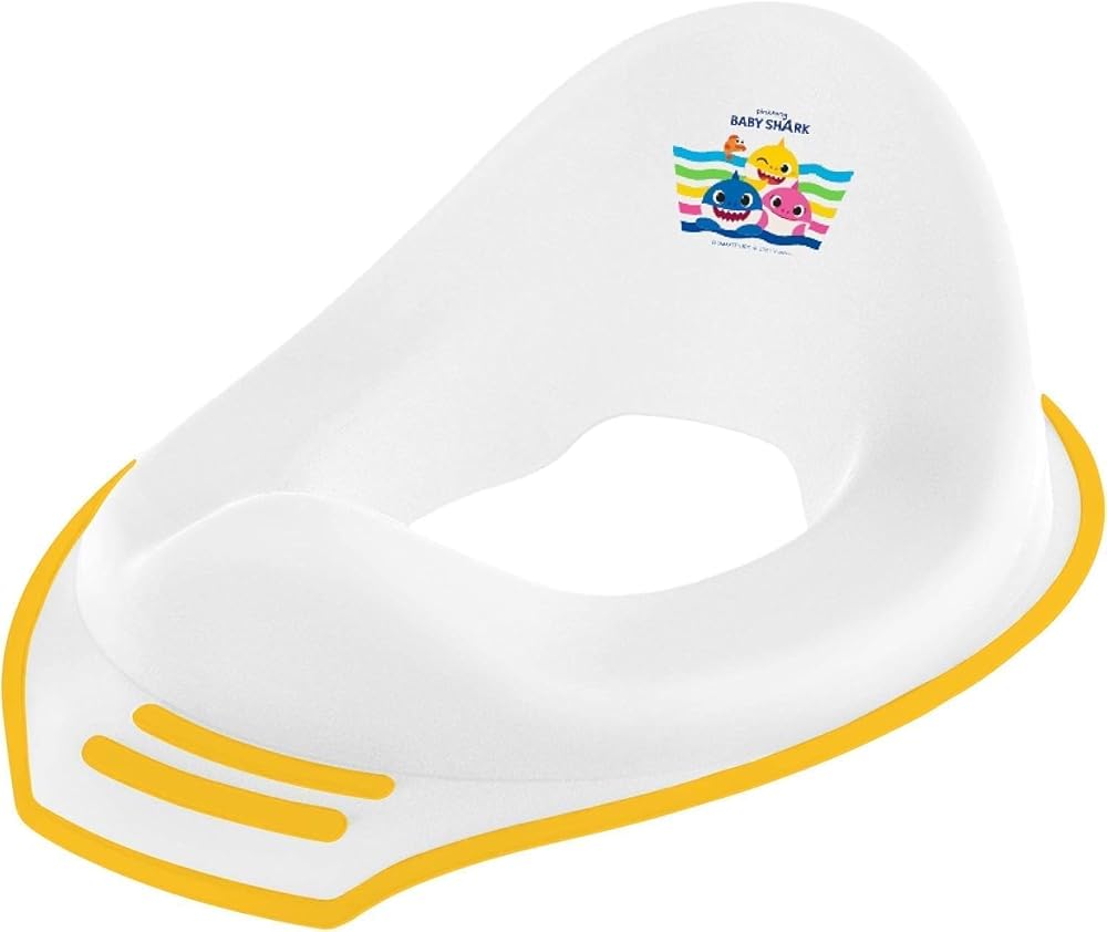 Baby Shark Toilet Training Seat White with High Back and Carry Handle