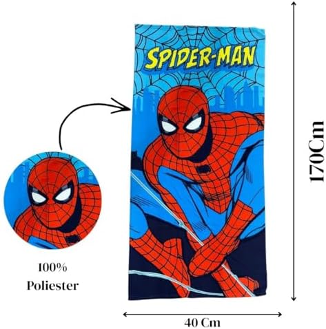 , Spiderman Badehandtuch Kinder 70x140 cm, Marvel Superhelden Strandtuch Duschtuch aus Polyester, Leichtes Reisehandtuch für Kinder, Saugstarkes Badetuch für Schwimmbad, Strand und Dusche