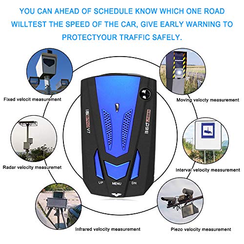 Radar-Detector,Sosanping Laser-Auto-360-Degree-Detection, Voice-Prompt-Speed, Vehicle-Speed-Alarm-System,City/Highway Mode,LED-Display for Cars(FCC)