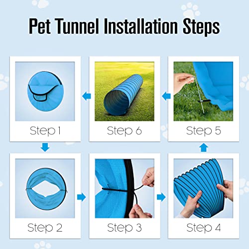 Houseables Dog Agility Training Tunnel, 18 Ft Long, 24" Open, Blue, 1