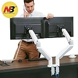 NB North Bayou Dual Monitor Desk Mount Stand Full Motion Swivel Computer Monitor Arm fits 2 Screens up to 32'' 19.8lbs Each Monitor(White)