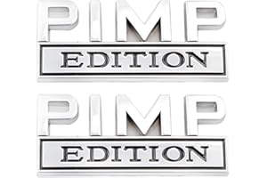 CARRUN 2 Pcs Pimp Edition Emblem Car Side Rear Front Hood Trunk Door Bumper Metal Badge 3D Decal Sticker Fit for F150 F250 F350 Silverdo 1500 2500 Sierra GMC Chevy Truck SUV (Silver Black) (CR-PE2)