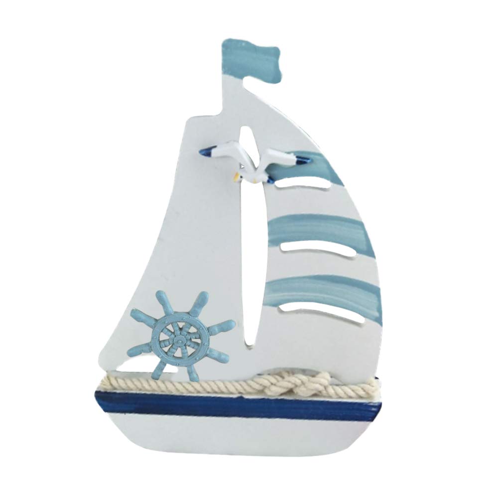 Wooden Nautical Decoration Sailing Boat Ornaments for Home Bedroom Office Desktop Crafts Sailor Nautical Favors (Large Wooden Sailboat)