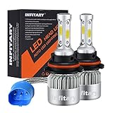 Infitary LED Headlight Bulbs 9004 Conversion Kits High/Low Beam Auto Headlamp Dual Beam Car Headlight 72W 6500K 10000LM Extremely Super Bright COB Chips- 1 Pair- 3 Year Warranty