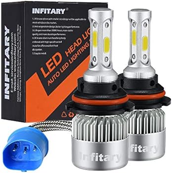 Infitary LED Headlight Bulbs 9007 HB5 Conversion Kits High/Low Beam Auto Headlamp Dual Beam Car Headlight 72W 6500K 8000LM Extremely Super Bright COB Chips- 1 Pair