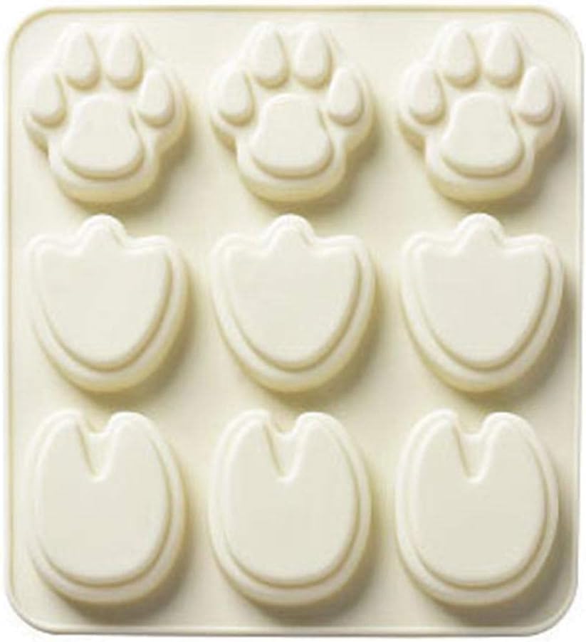 Desirabely DIY Ice Tray 9 Cavity Cartoon Animal Footprints Silicone Mould Cake Baking Tools Chocolate Mould Pastry Bread Cake Tools for Baking Biscuit Cooking Cookies Cake Chocolate beige