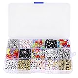 Museya A Box of 1100pcs Mixed Acrylic Alphabet Letters Beads Cube Charms for DIY Loom Bands Bracelets