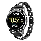 Lwsengme Watch Band for Samsung Gear S3 Classic,S3 Frontier,Steel Bracelet/Strap/Cuff with Quick Release for Womens Width 22mm Watch,Smart Watch (NOT Include Watch Fitness)(22mm-Black-02)