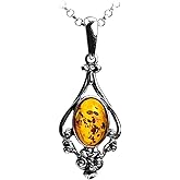 Ian and Valeri Co. Honey Amber Sterling Silver Pendant Necklace 18 Inches