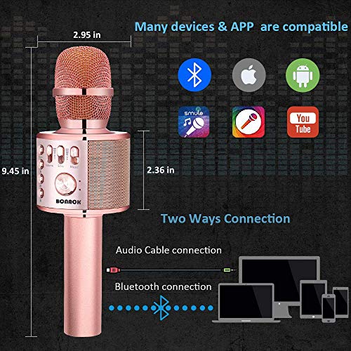 BONAOK Karaoke Microphone Bluetooth Wireless, Portable Karaoke Machine