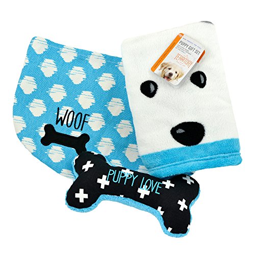 Territory Puppy Love Gift Set with Fleece Blanket Bone Toy and Canvas Storage Bin