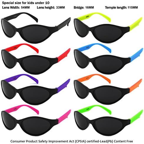 Edge I-Wear 8 Pack 80’s Style Party Sunglasses Neon Party Favors for ADULT or for KID w/CPSIA certified-Lead(Pb) Content Free