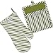 DII CAMZ35849 Cotton Gourmet Stripe Oven Mitt 7 x 13 and Pot Holder 8 x 9 Kitchen Gift Set, Machine Washable and Heat Resistant for Cooking and Baking-Parsley Green