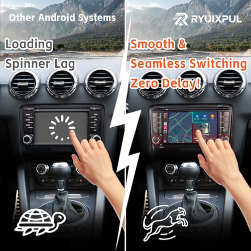 RYUIXPUL Car Radio for Audi TT MK2 8J 2006-2014 with Wireless CarPlay and Android Auto, Linux 2S Quick Start System, OEM Audio Quality, IPS Touchscreen, Bluetooth, RDS Radio, Steering Wheel Controls