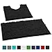 LuxUrux Bathroom Rugs Sets 2 Piece: Quick Dry, Soft Plush Anti-Slip, Super Absorbent. Includes Rectangular (31x20 inches) & U-Shaped Toilet Mat (20x20 inches) | Black