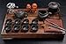 ufengkeExquisite Ceramic Porcelain Kungfu Tea Cup Set with Lid and Wooden Tea Tray-E