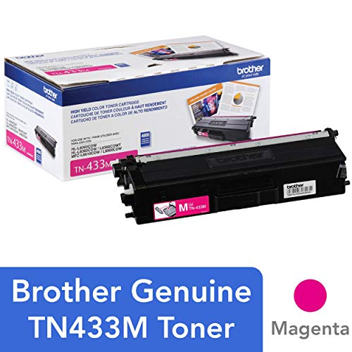Brother Genuine High Yield Toner Cartridge, TN433M, Replacement Magenta Toner, Page Yield Up To 4,000 Pages, Amazon Dash Replenishment Cartridge, TN433