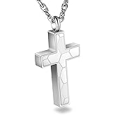 XIUDA Urn Necklaces for Ashes for Women Men Cross Cremation Jewelry Stainless Steel Memorial Urn Pendant Ashes Holder