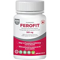 Pharmaris Ferofit - Ferrous Fumarate 300mg (100mg Elemental Iron), Prevents Anemia Due to Deficiency, Iron Supplements for Wo