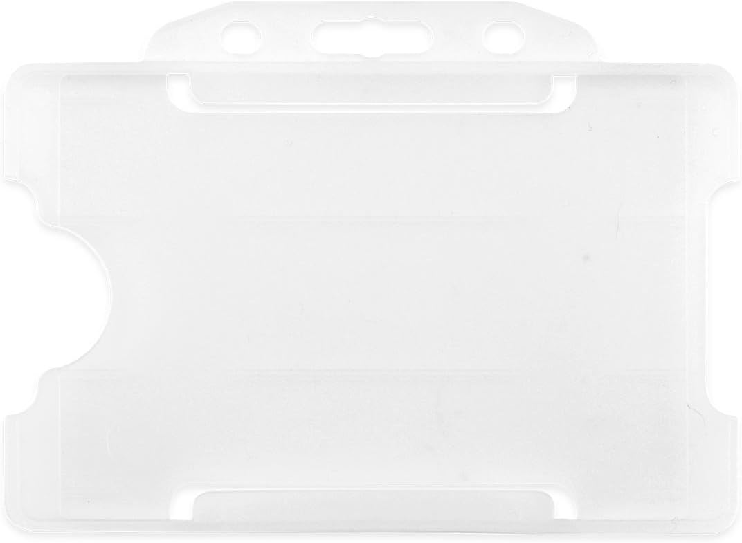 Pack of 100 Single-Sided Rigid Slide in Open Faced ID Card Badge Holders Horizontal/Landscape Identity Plastic Pass Protector - Image 4