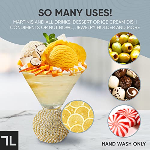 GEMELLO Gemezzi Stemless Martini Glasses Set of 2, Gold Stemless