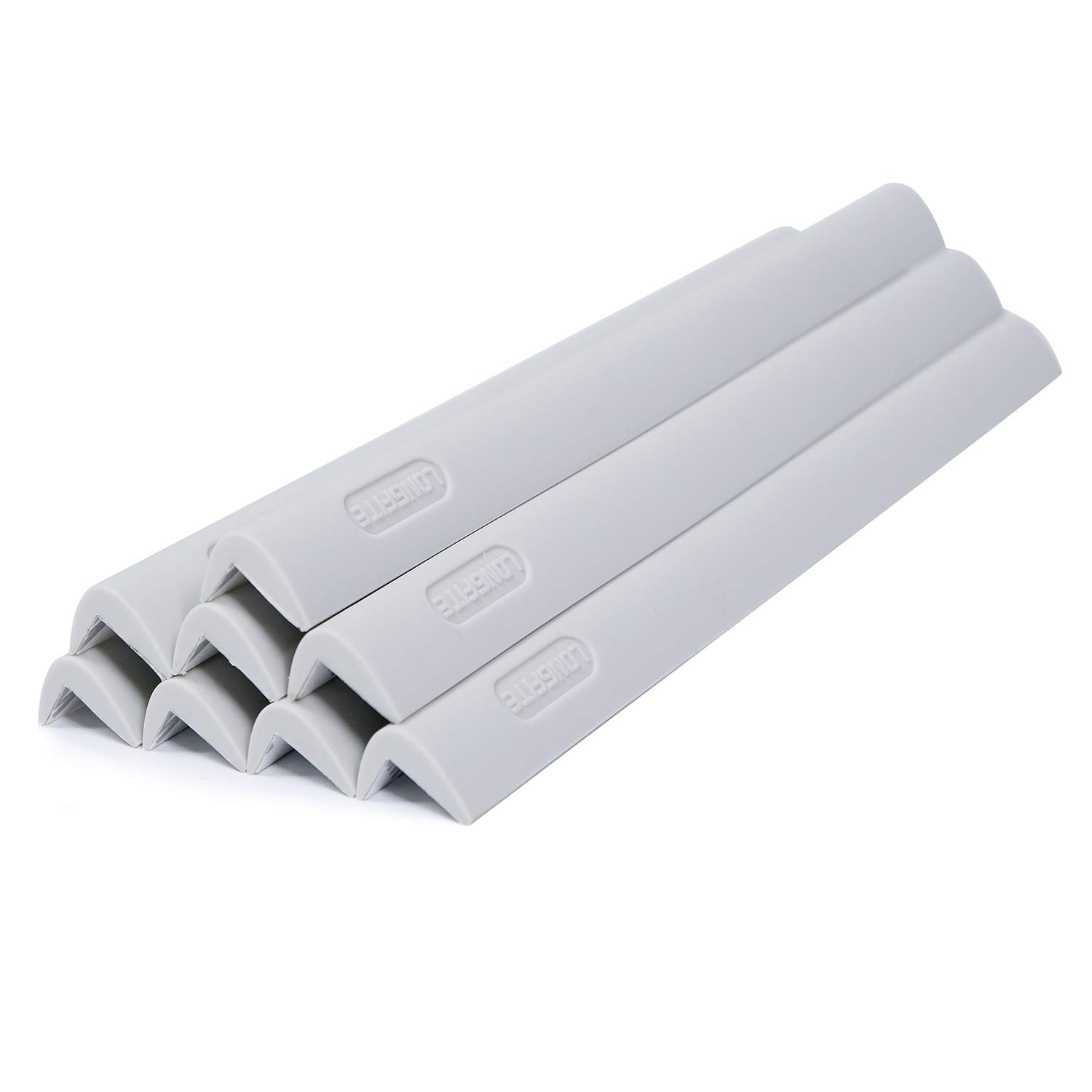 LONGFITE Table & Cabinet Edge Protector, Baby Protection, Table Corner Guard Strip (0.8 ft., 8 pcs), Home Cabinet Bumper, Silicone, Edible Grade(Grey)