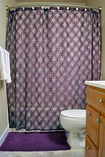 DII Oceanique Elegant, Modern Lattice Lace Design, Water & Wrinkle Resistant, 100% Polyester, Machine Washable Shower Curtain, 72x72", Eggplant