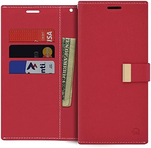 Qoosan Galaxy Note 5 Wallet Case Premium PU Leather Folding Flip Cover with Card Holder Kickstand Magnetic Closure Shockproof Protective Folio Phone Case, Red