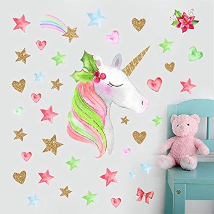 Blanc Licorne Stickers Muraux Licorne Autocollant Stickers Pour Chambre Bebe Chambre Enfant Chambre Pepiniere Des Filles De Decoration Decoration De Chambre D Enfant Decoration Murale Napravi Rs