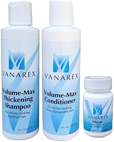 Vanarex Volume-max Thickening Shampoo, Conditioner and Vitacaps DHT Blocker to Combat Hair Loss - 1 Month Supply