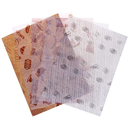 Kofun Package Paper, 50 Pieces Wax Paper Food Grade Grease Paper Food Wrappers Wrapping Paper 4#