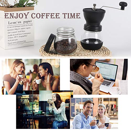 XUBX 2er Set Manuelle Kaffeemühle, verstellbarem Keramik Kern, Extra Behälter, Hand-Kaffeemühle, Mahlgradeinstellung… – Bild 8