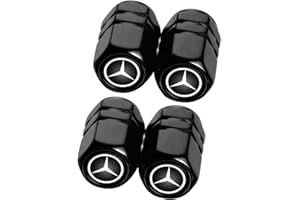 HUGIMCNT Car Tire Valve Caps Tire Dust Caps for Mercedes Benz CESM CLK GLK GL AB AMG GLS GLE AMG Series,Auto Tire Valve Stem Caps Universal Tire Air Covers,Anodized Dust Caps for Car Tire,Leak-Proof,Black