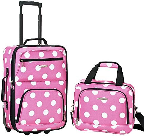 Rockland Fashion Softside Upright Luggage Set, Pink Dots, 2-Piece (14/20)