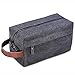 Lucky Rain Canvas Travel Toiletry Bag, Dopp Kits with Genuine Leather Handle