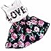 Mosunx(TM) Baby Girls Sleeveless Floral Princess Party Dress Vest+Skirt Set Clothes (Navy, 140)
