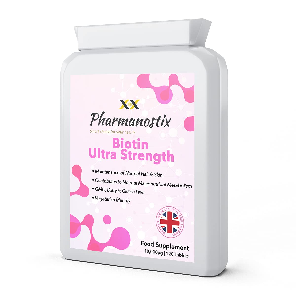 Biotin Hair Growth Supplement 10,000mcg 120 Vegan Tablets, Exclusively 100% D-Biotin The only Natural Form with Full Vitamin B7 Activity to Support Healthy Hair, Nails and Skin for Women & Men