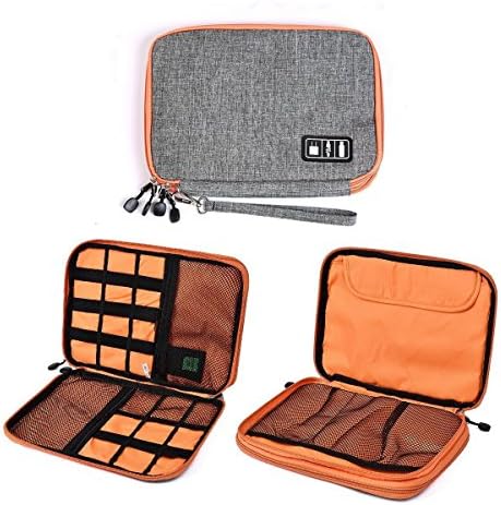 Travel Organizer, EQONE Universal Travel Gear Organizer/Electronics Accessories Bag/Cable Bag/USB Drive Shuttle Case (Large Double Layer Gray)