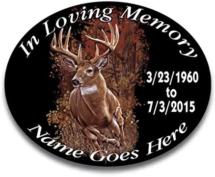 In Loving Memory custom printed vinyl decal sticker 4"x 5" oval 6 pack whitetail buck deer hunting picture